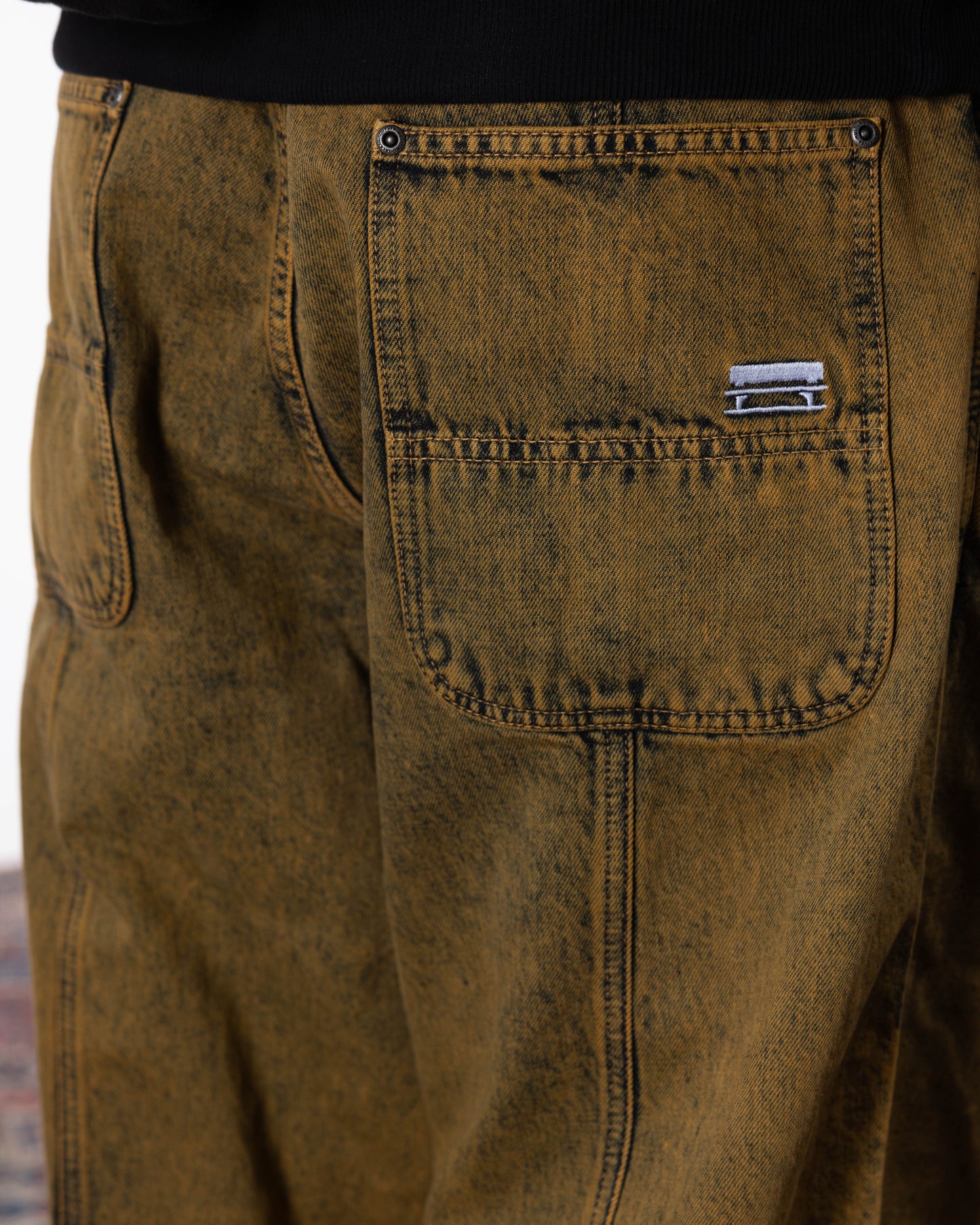 3 STRIPES DYED DENIM BAGGY PANT - YELLOW