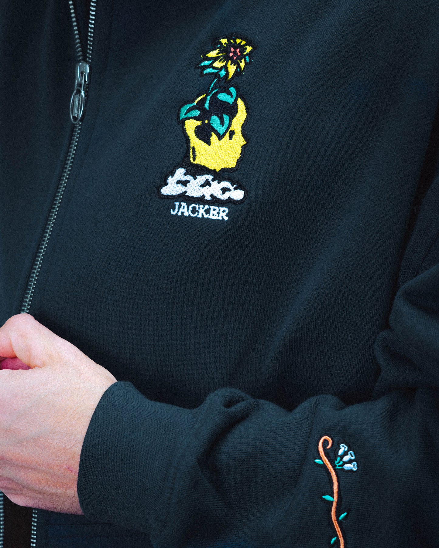 DREAM MAZE ZIPPED HOODIE - NAVY