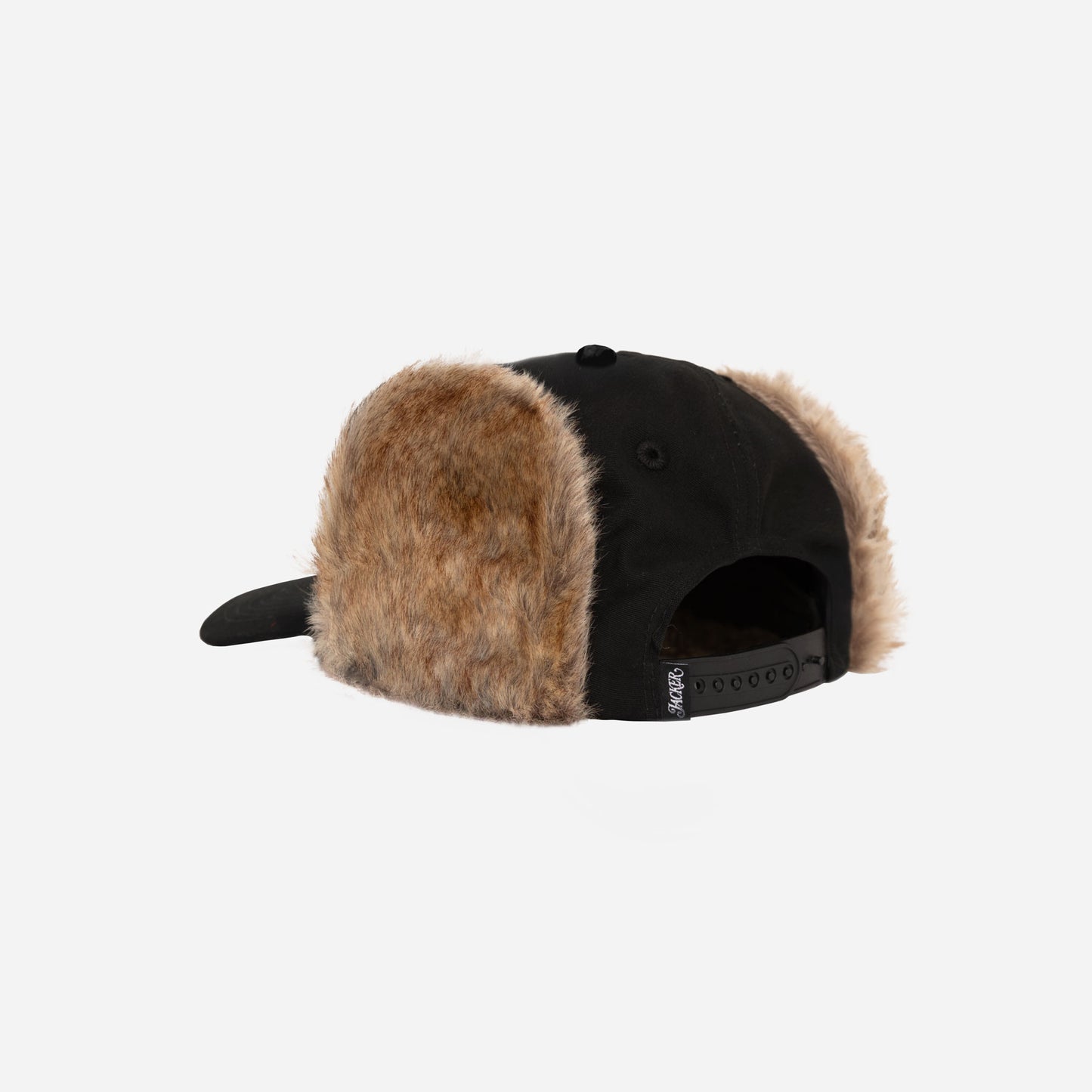 CLASSIC FLAP EAR SNAPBACK 5 PANEL CAP - BLACK