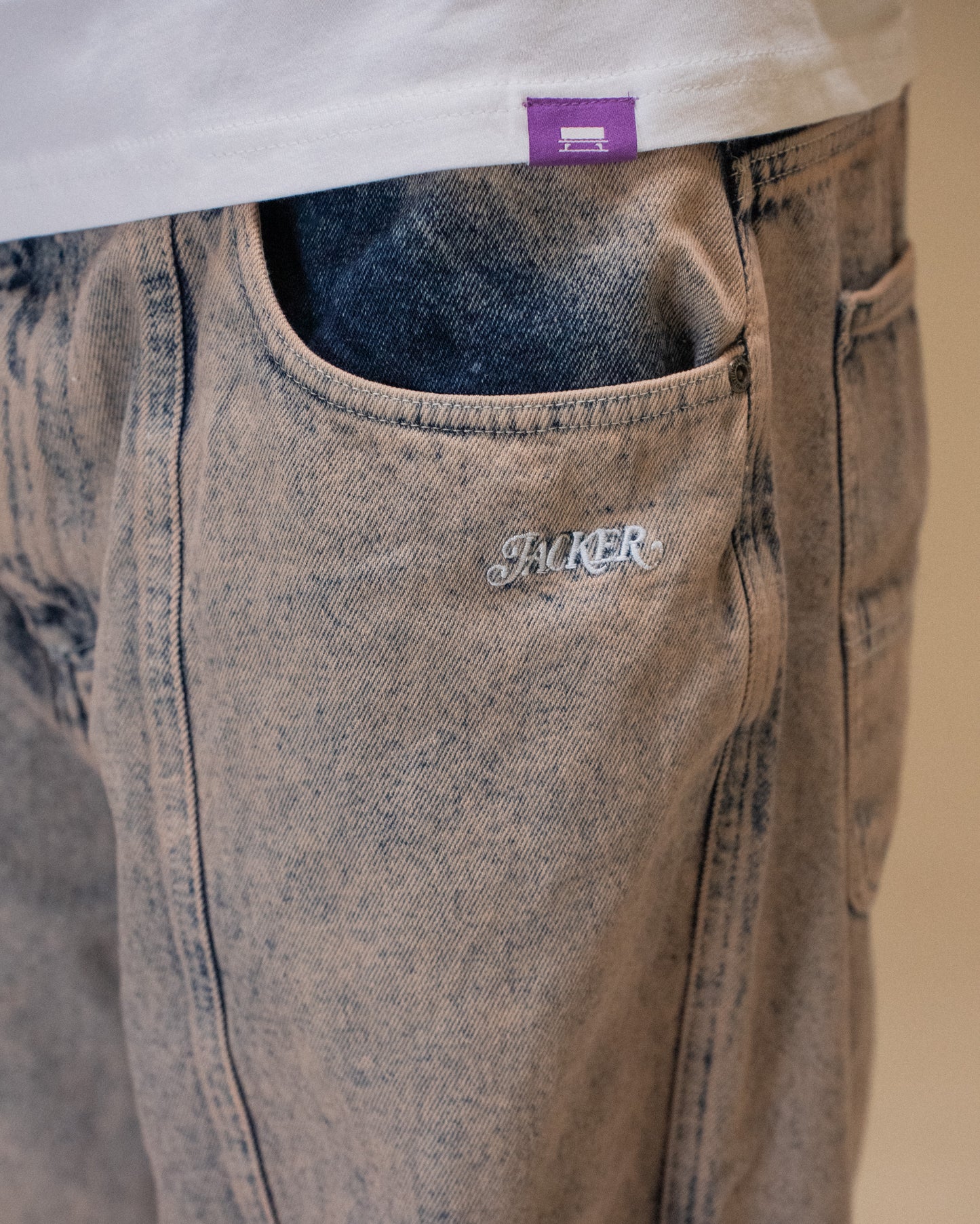 3 STRIPES DYED DENIM BAGGY GREY