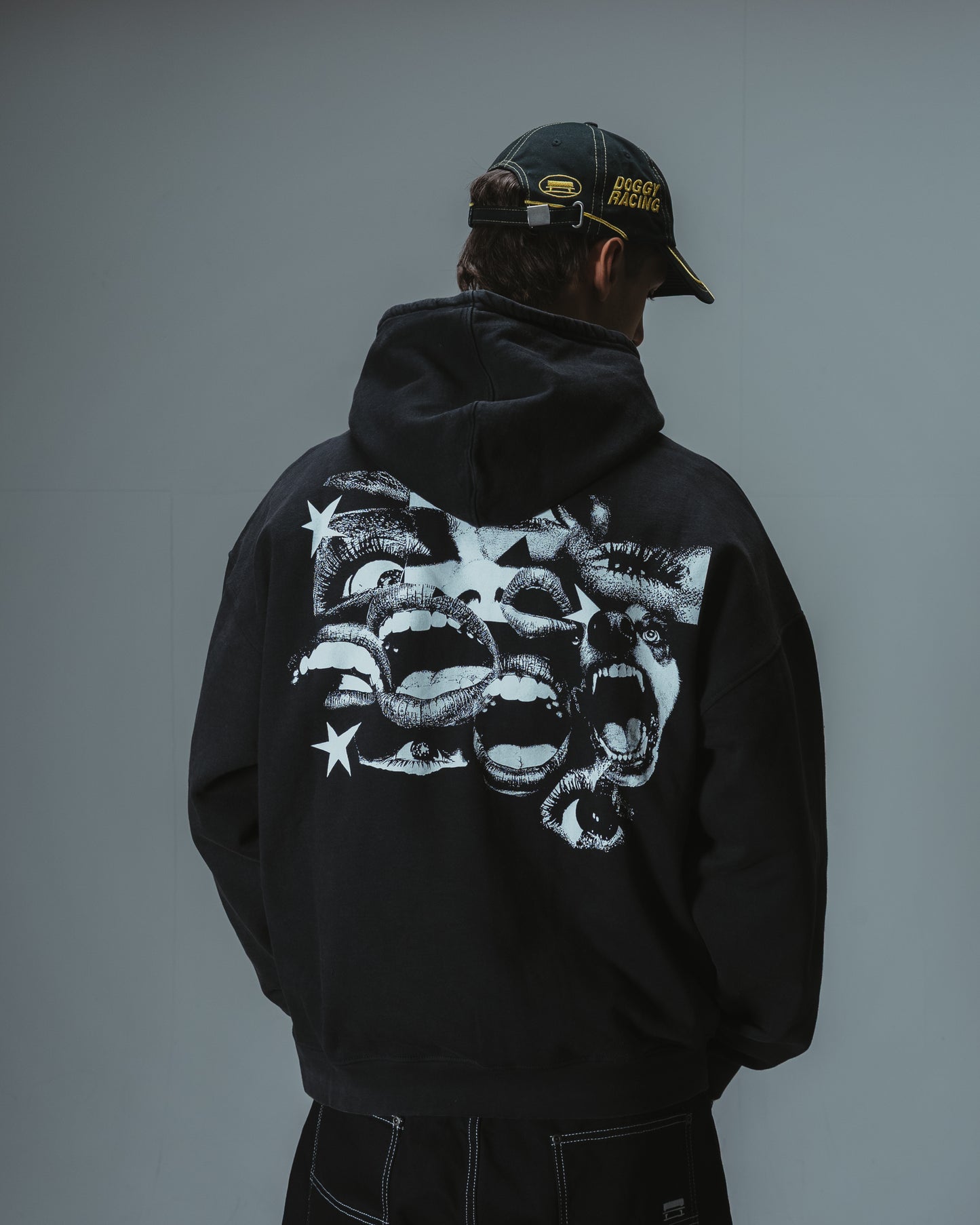 FEARLESS WASHED HOODIE ZIP - BLACK