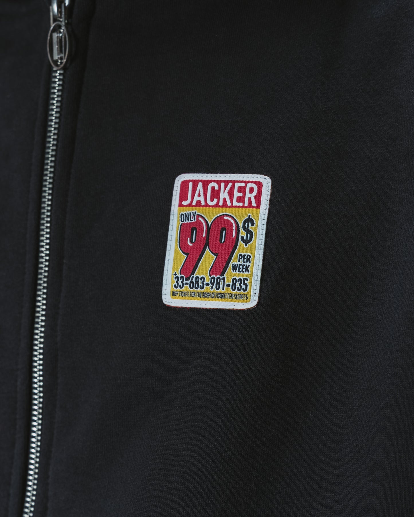 FEARLESS WASHED HOODIE ZIP - BLACK