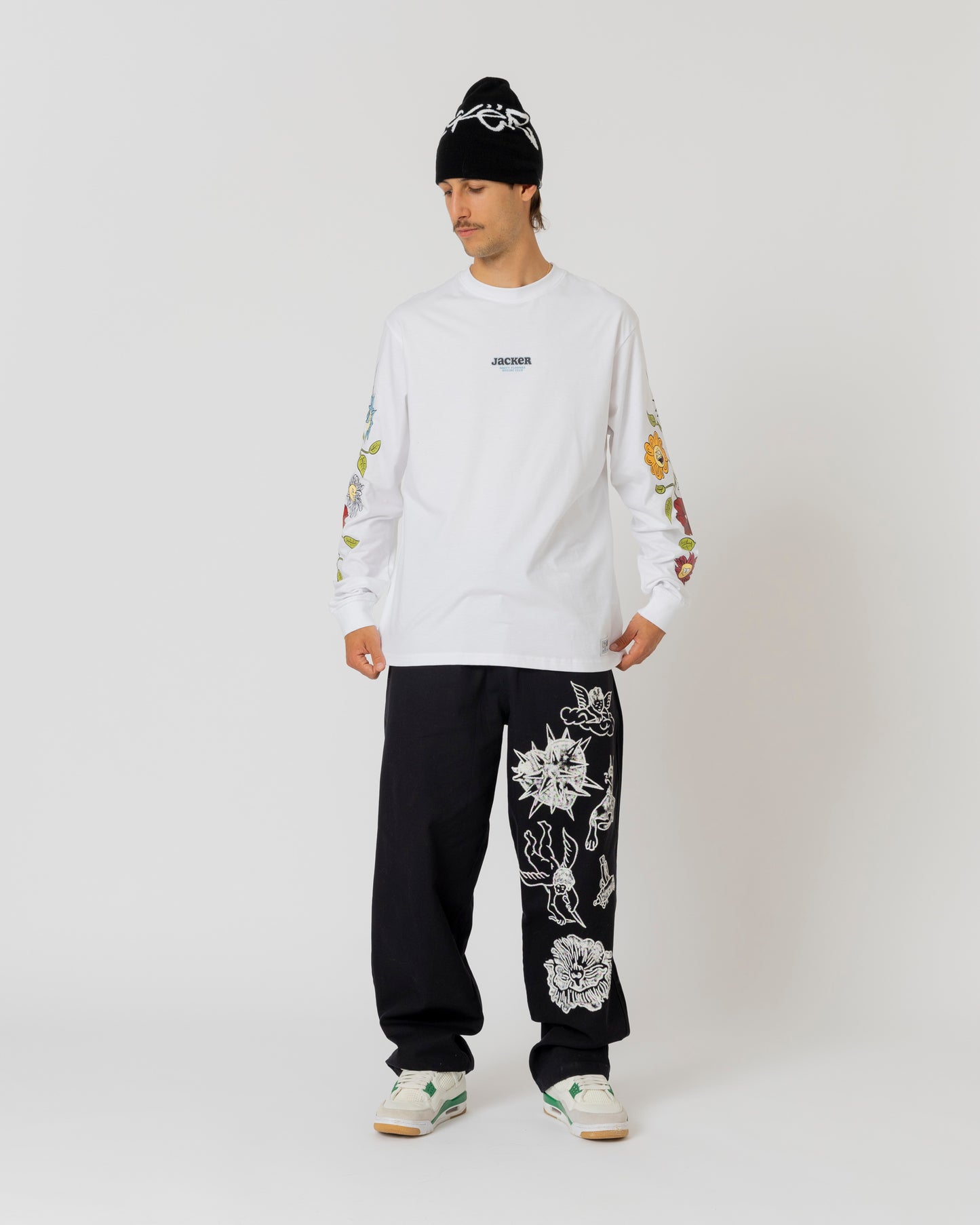 FIGHT FLOWER LONG SLEEVES - WHITE - JACKER