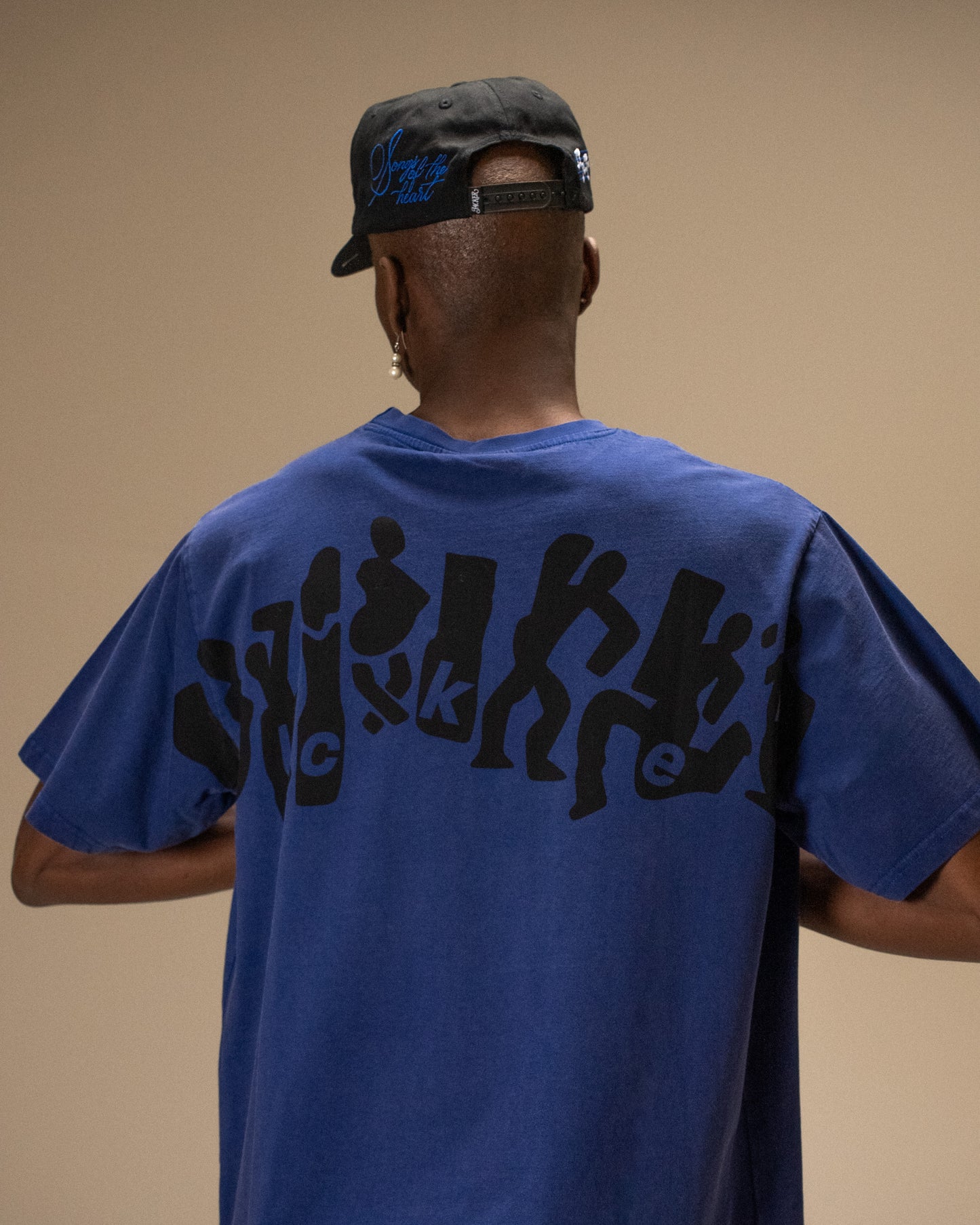 MIRROR MAZE GARMENT DYED CROP T-SHIRT - BLUE