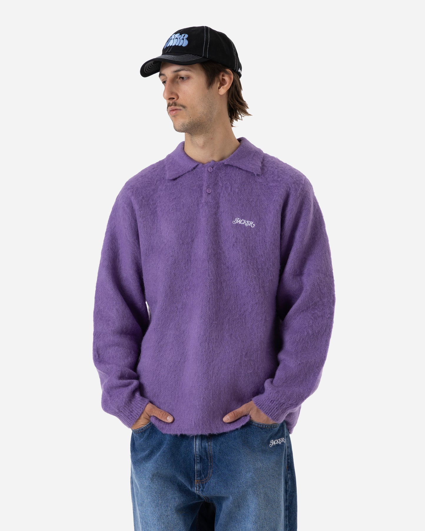 POLO CLASSICA IN MOHAIR - VIOLA