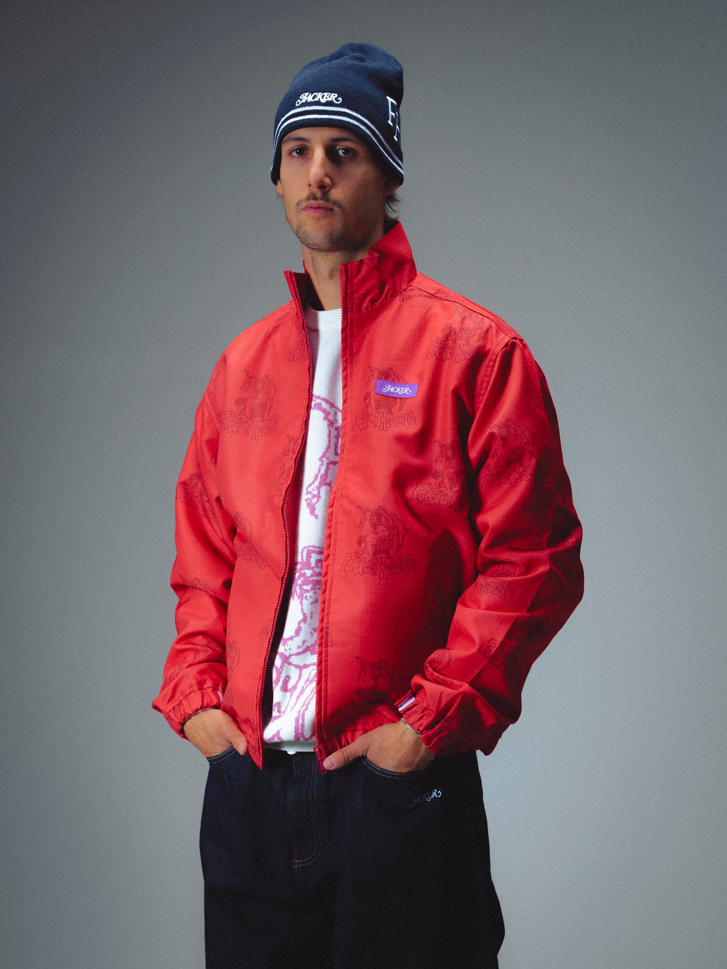 KAREN RIPSTOP NYLON JACKET - RED