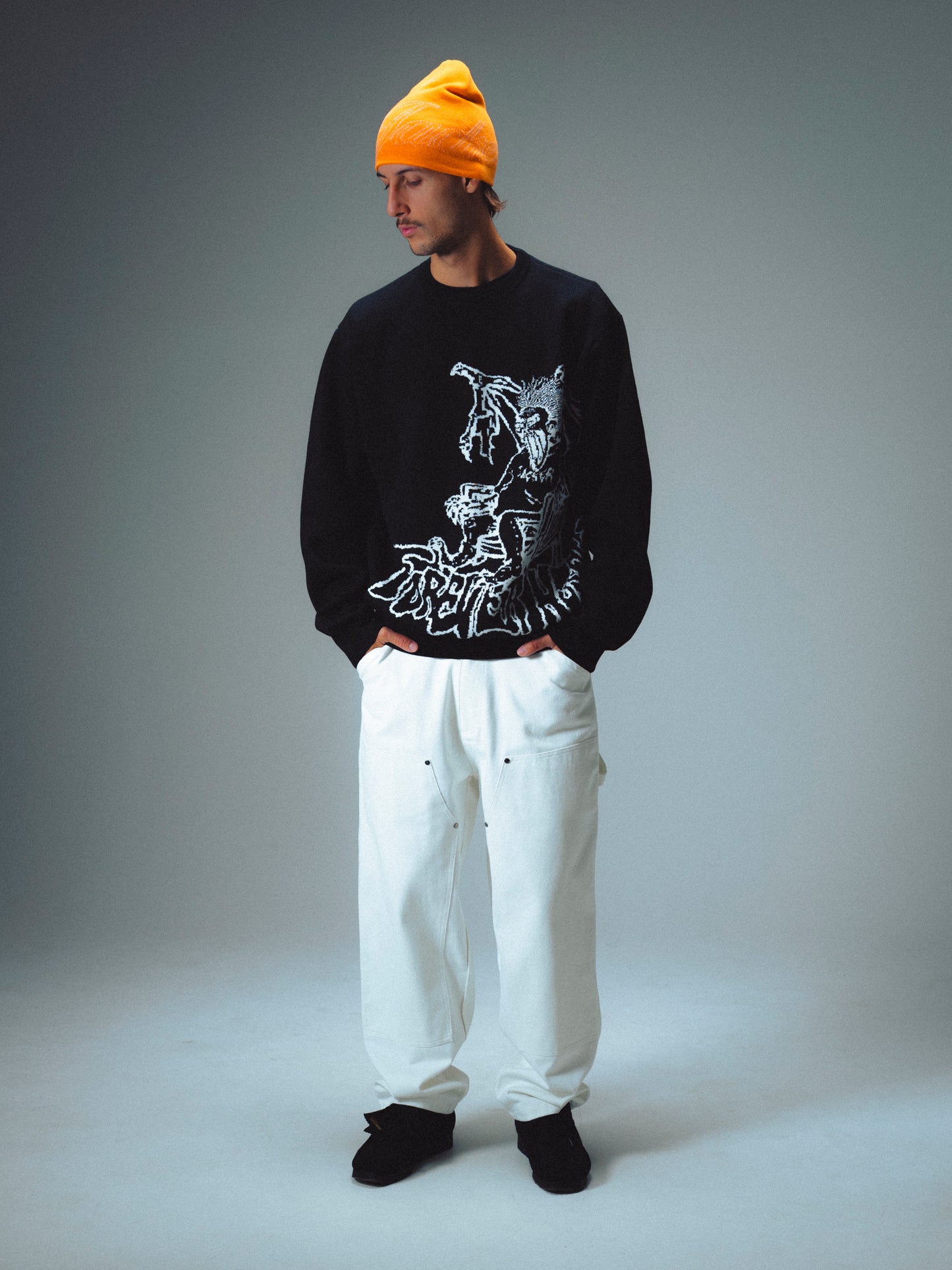 KAREN KNIT CREWNECK - BLACK