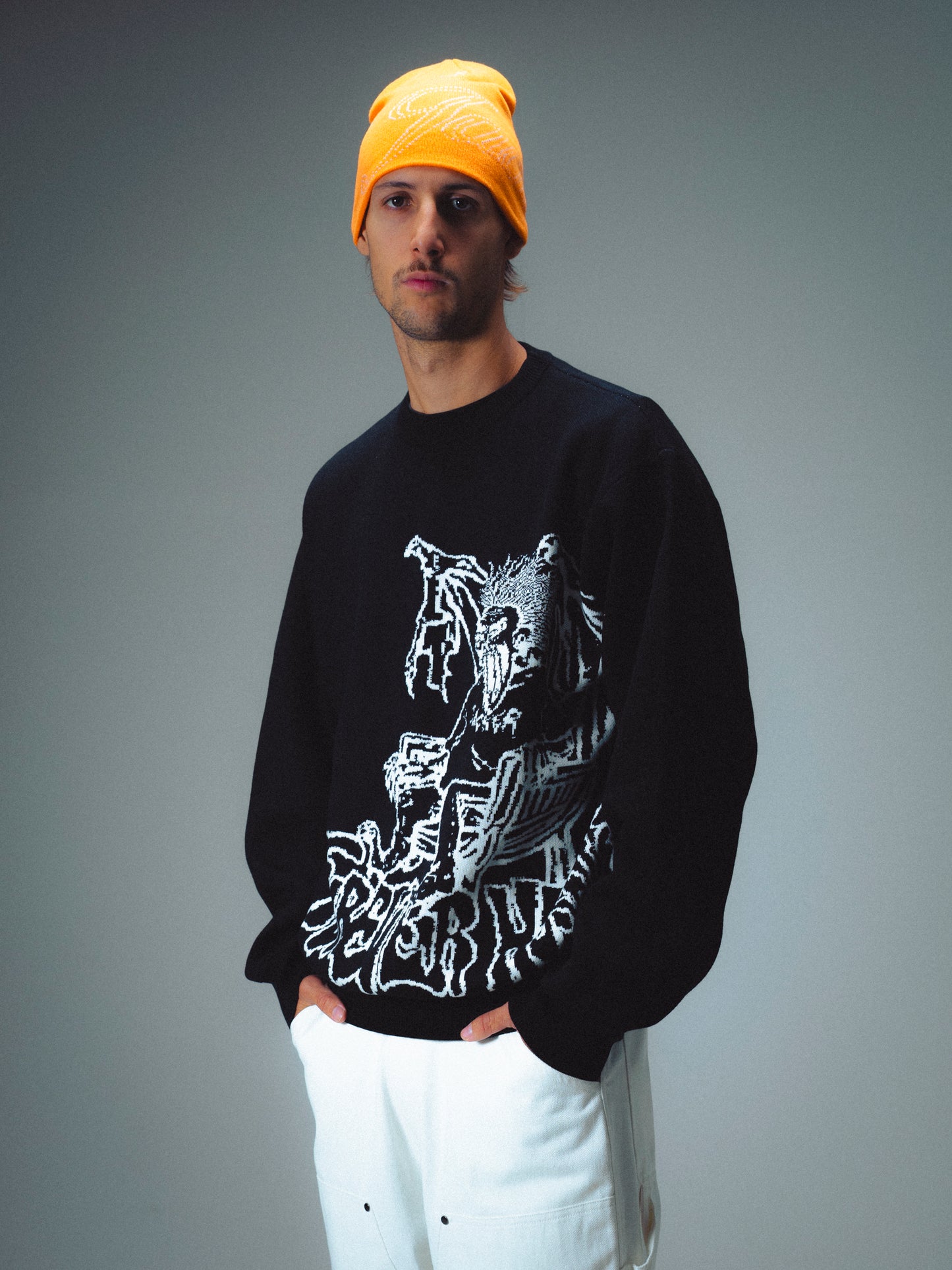KAREN KNIT CREWNECK - BLACK