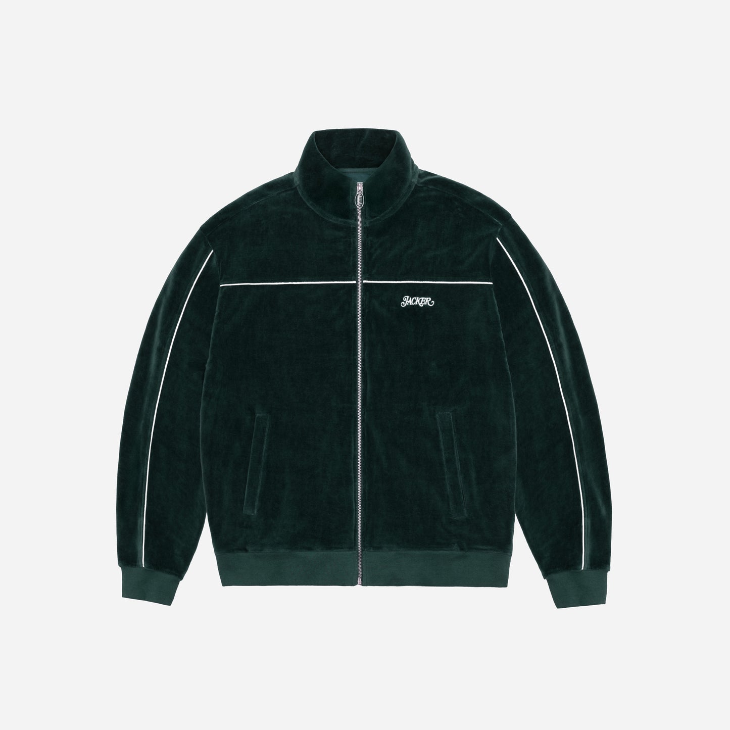 REFLECTIVE VELVET ZIPPER JACKET - GREEN
