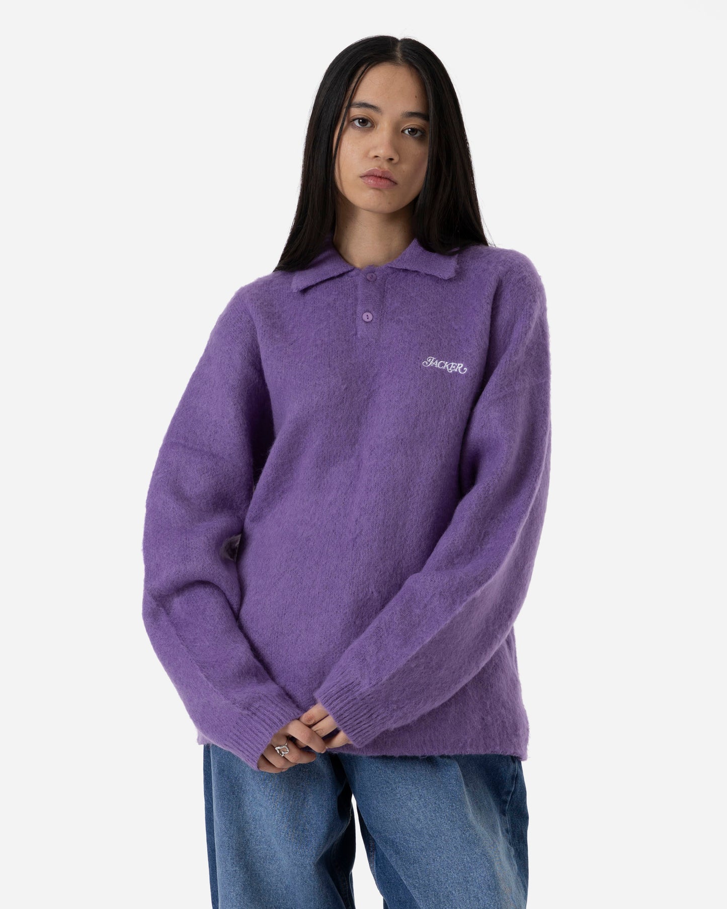 POLO CLASSICA IN MOHAIR - VIOLA