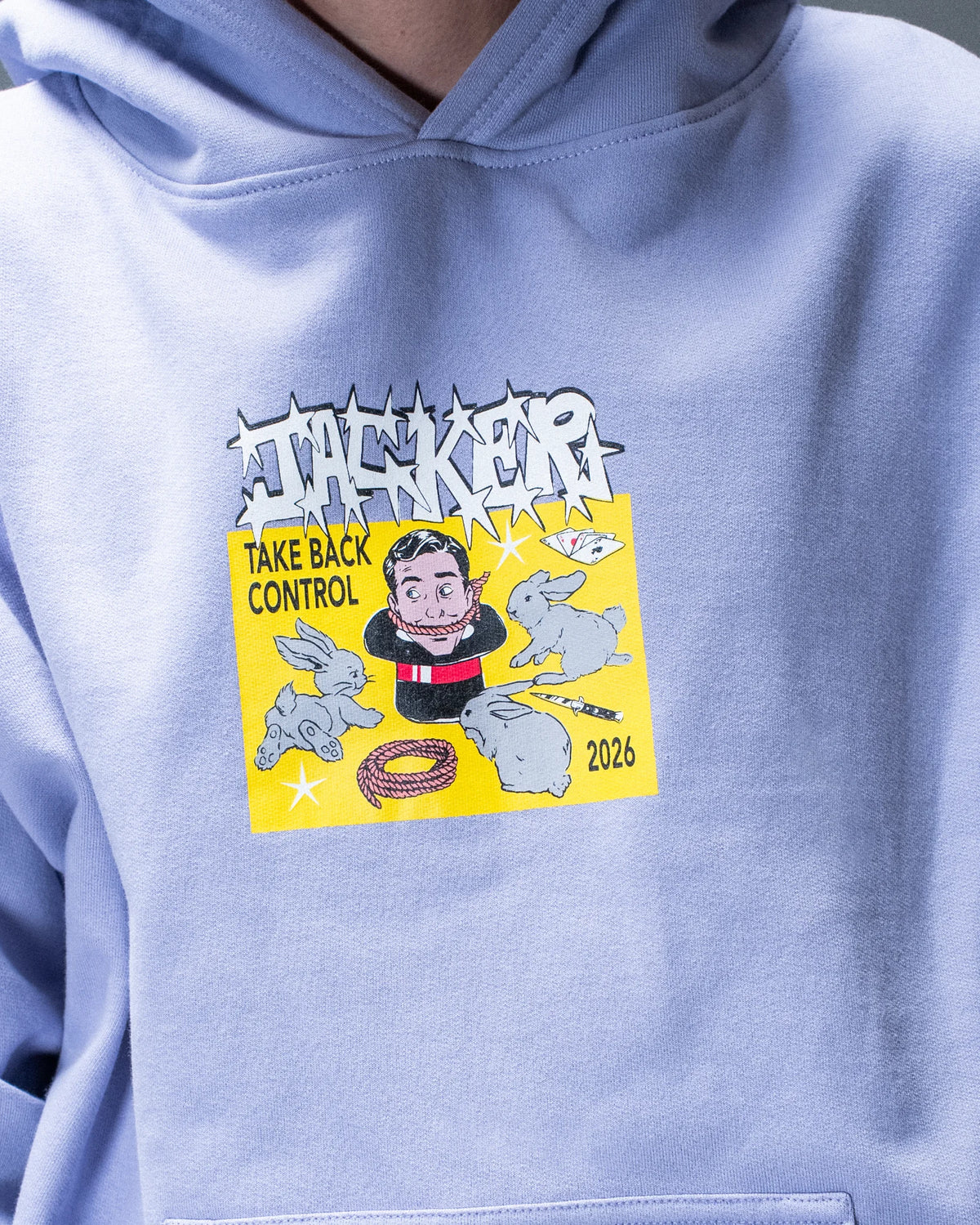 Sweat à capuche Jacker Take Back Control violet — détail du produit porté