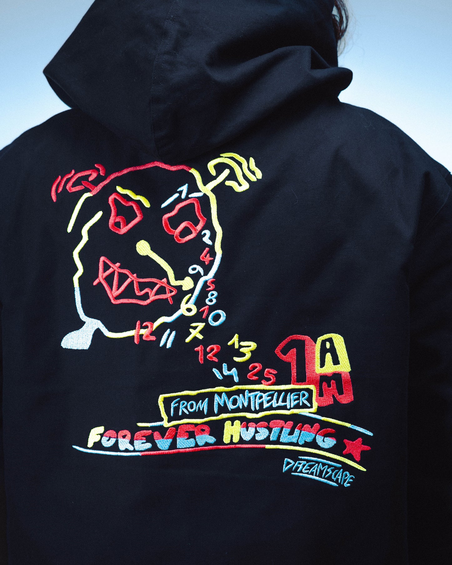 WAKE UP ! HOODED BOMBER - BLACK