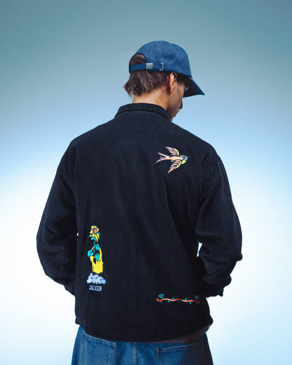 DREAM MAZE CORDUROY OVERSHIRT - BLACK