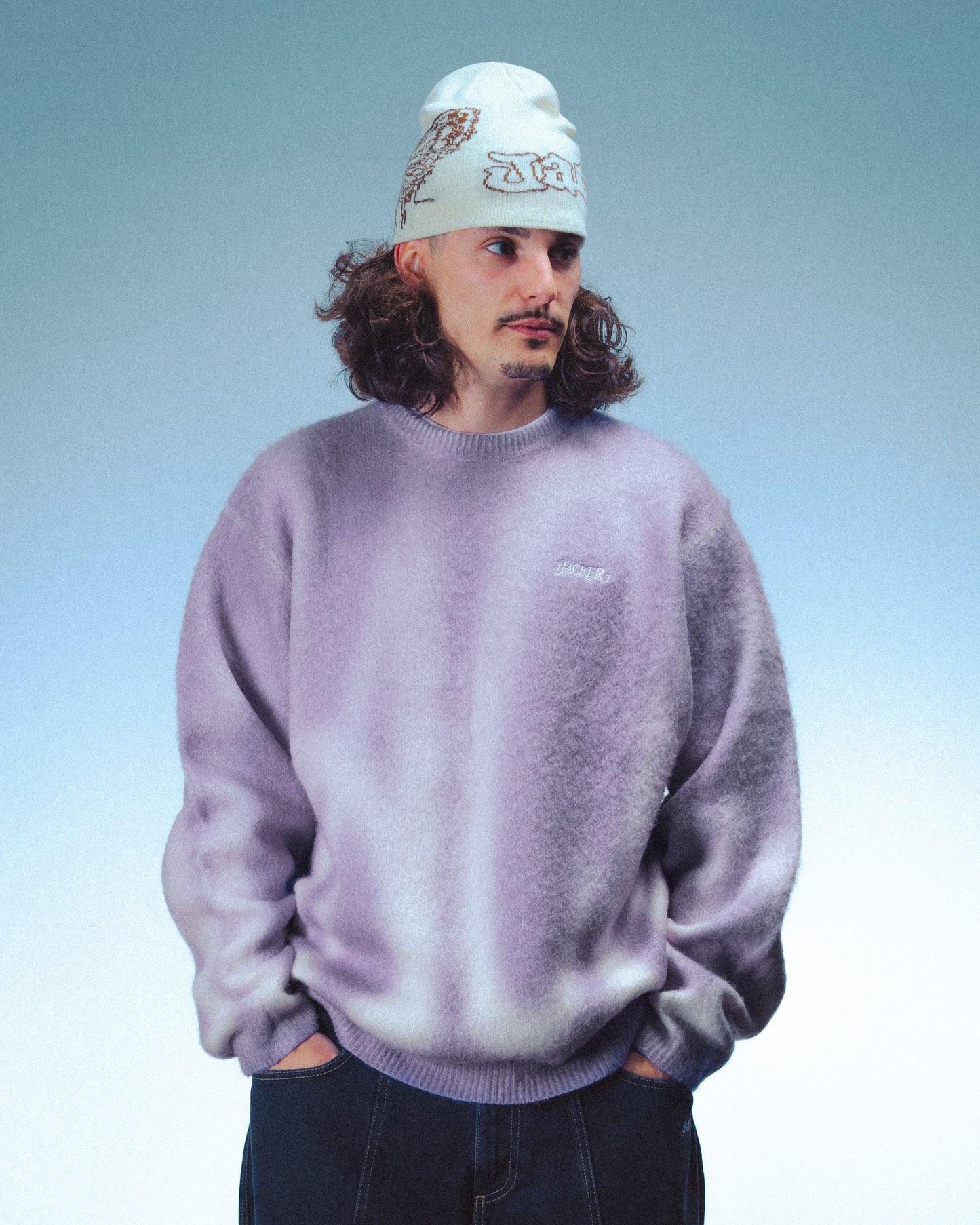 BLUR MOHAIR CREWNECK - PURPLE