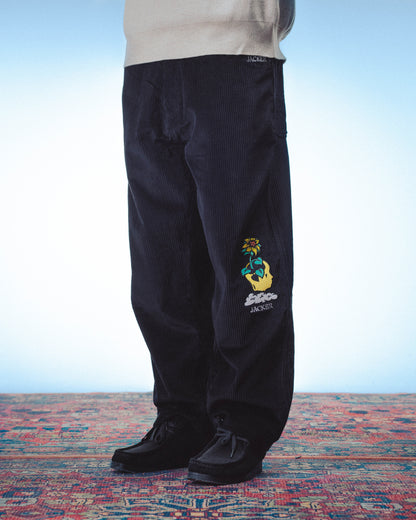 DREAM MAZE CORDOROY BAGGY PANT - BLACK
