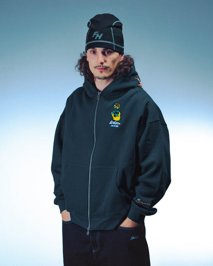 DREAM MAZE ZIPPED HOODIE - NAVY