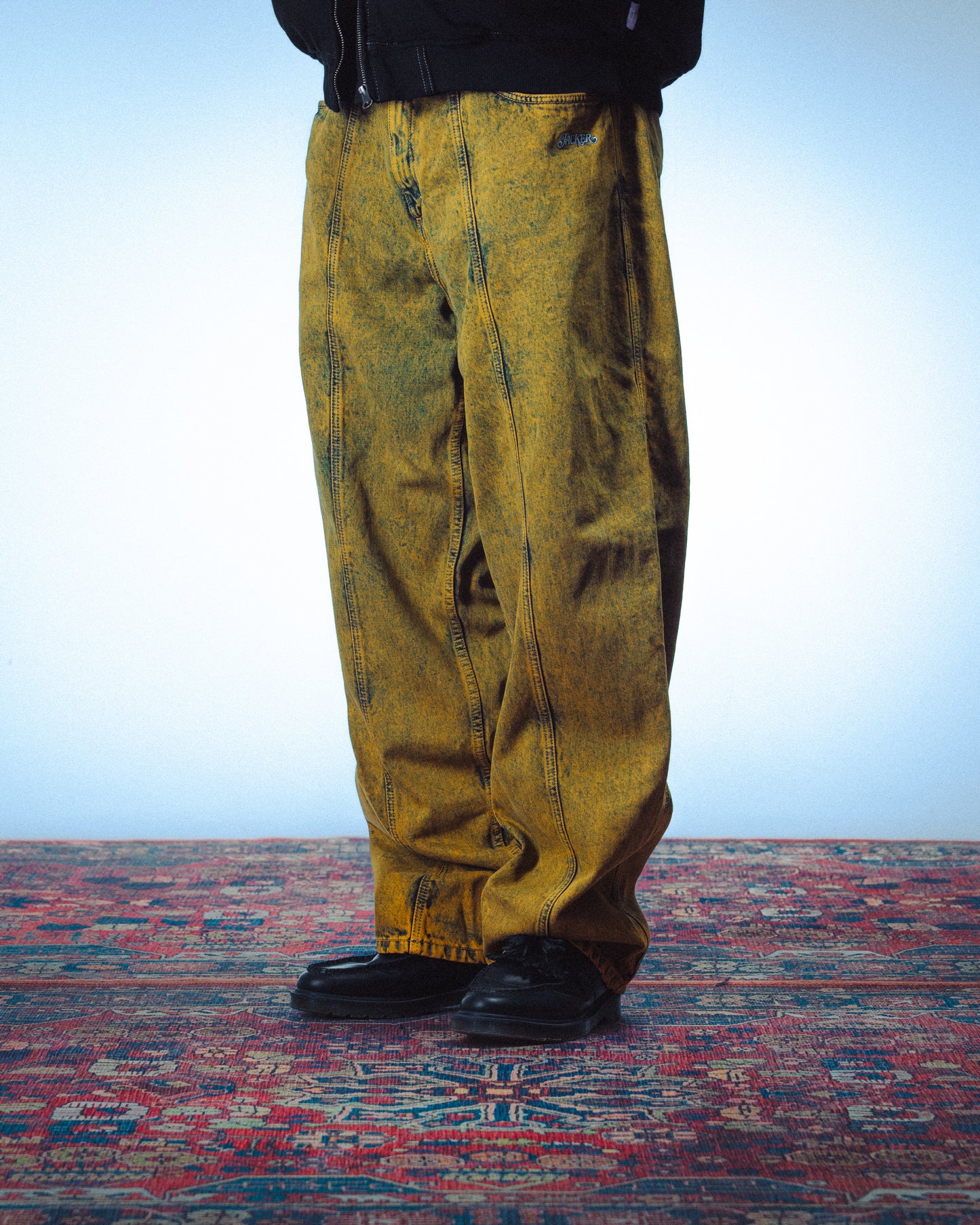 3 STRIPES DYED DENIM BAGGY PANT - YELLOW