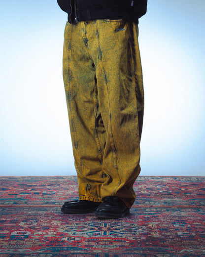 3 STRIPES DYED DENIM BAGGY PANT - YELLOW
