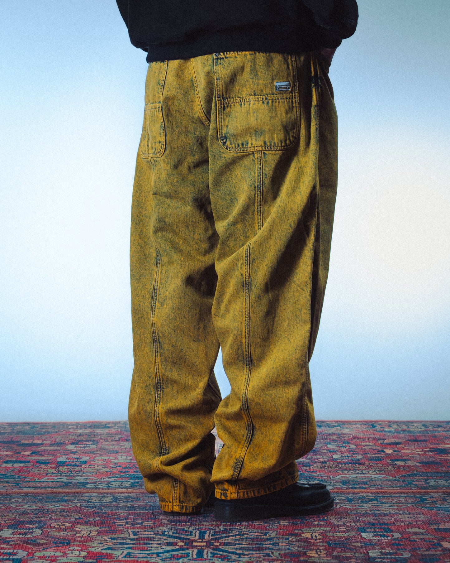 3 STRIPES DYED DENIM BAGGY PANT - YELLOW