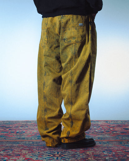 3 STRIPES DYED DENIM BAGGY PANT - YELLOW