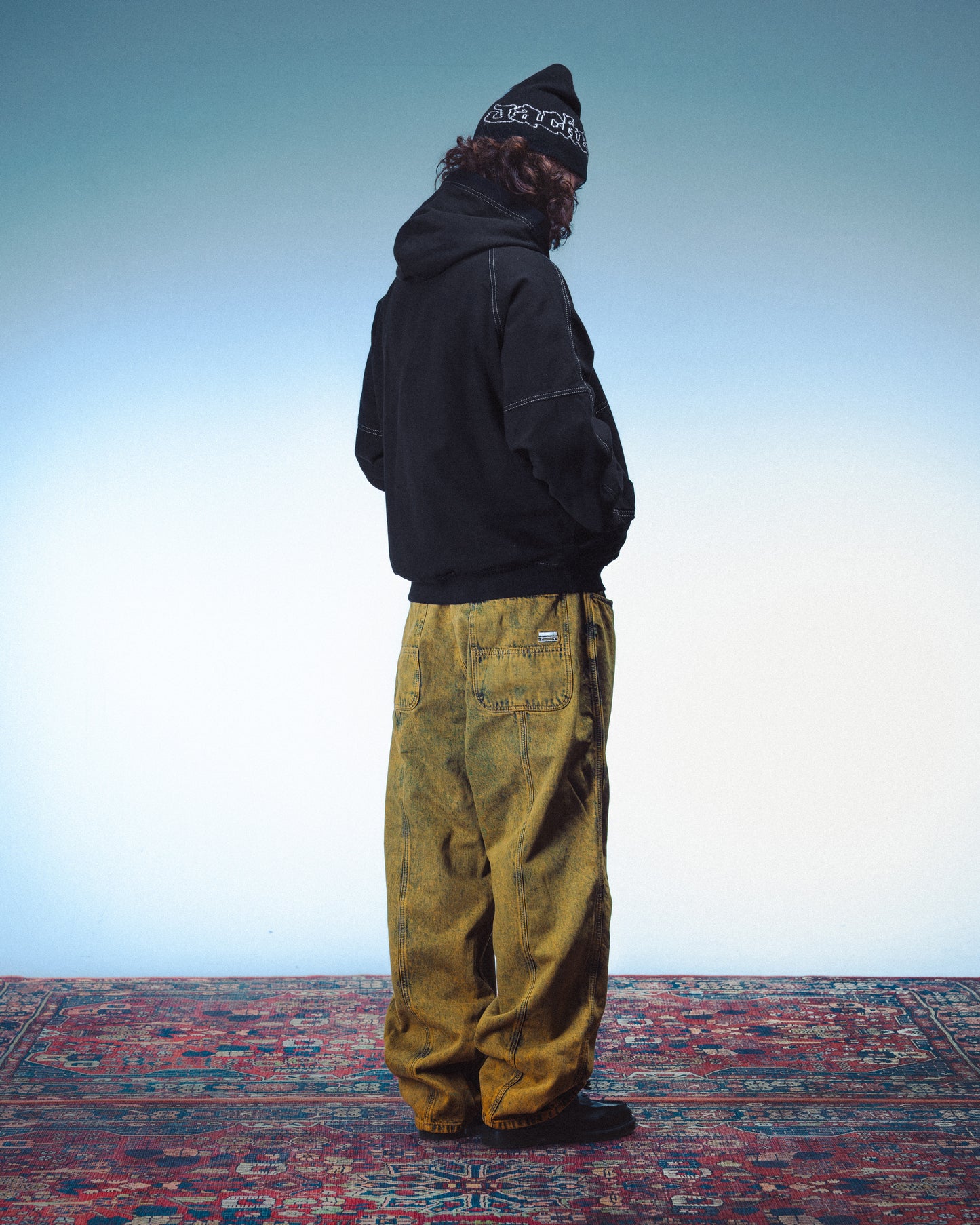 CONTRAST DYED HOODED BOMBER - BLACK