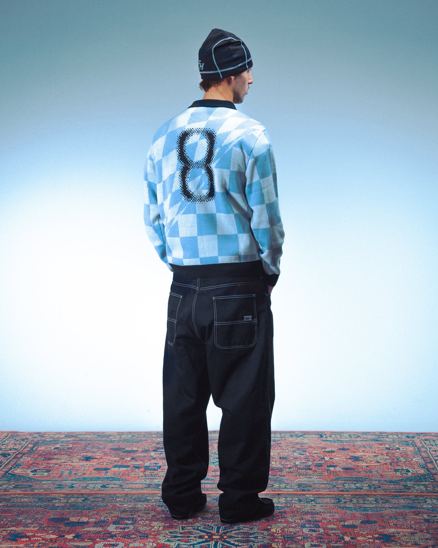 SQUARE KNIT POLO - BLUE