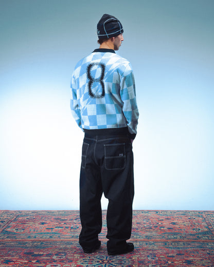 SQUARE KNIT POLO - BLUE