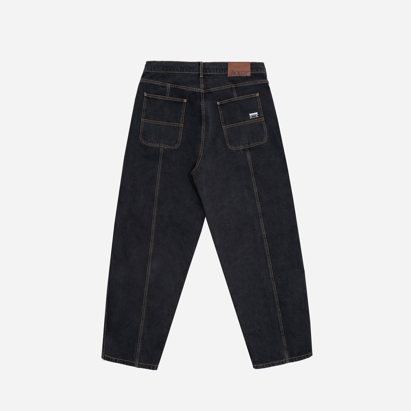 3 STRIPES DYED DENIM BAGGY PANT - BLACK