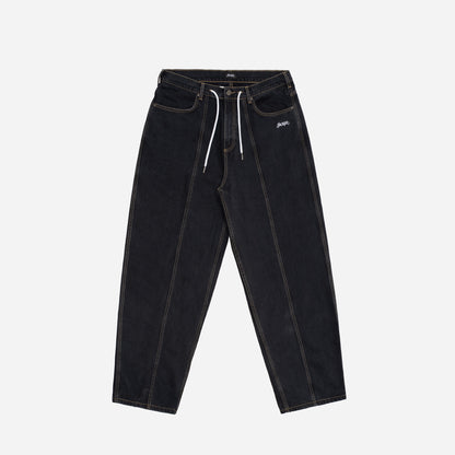 3 STRIPES DYED DENIM BAGGY PANT - BLACK