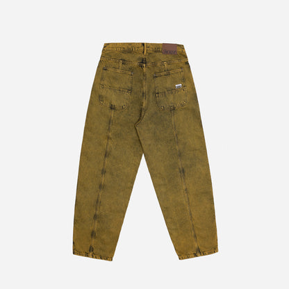 3 STRIPES DYED DENIM BAGGY PANT - YELLOW