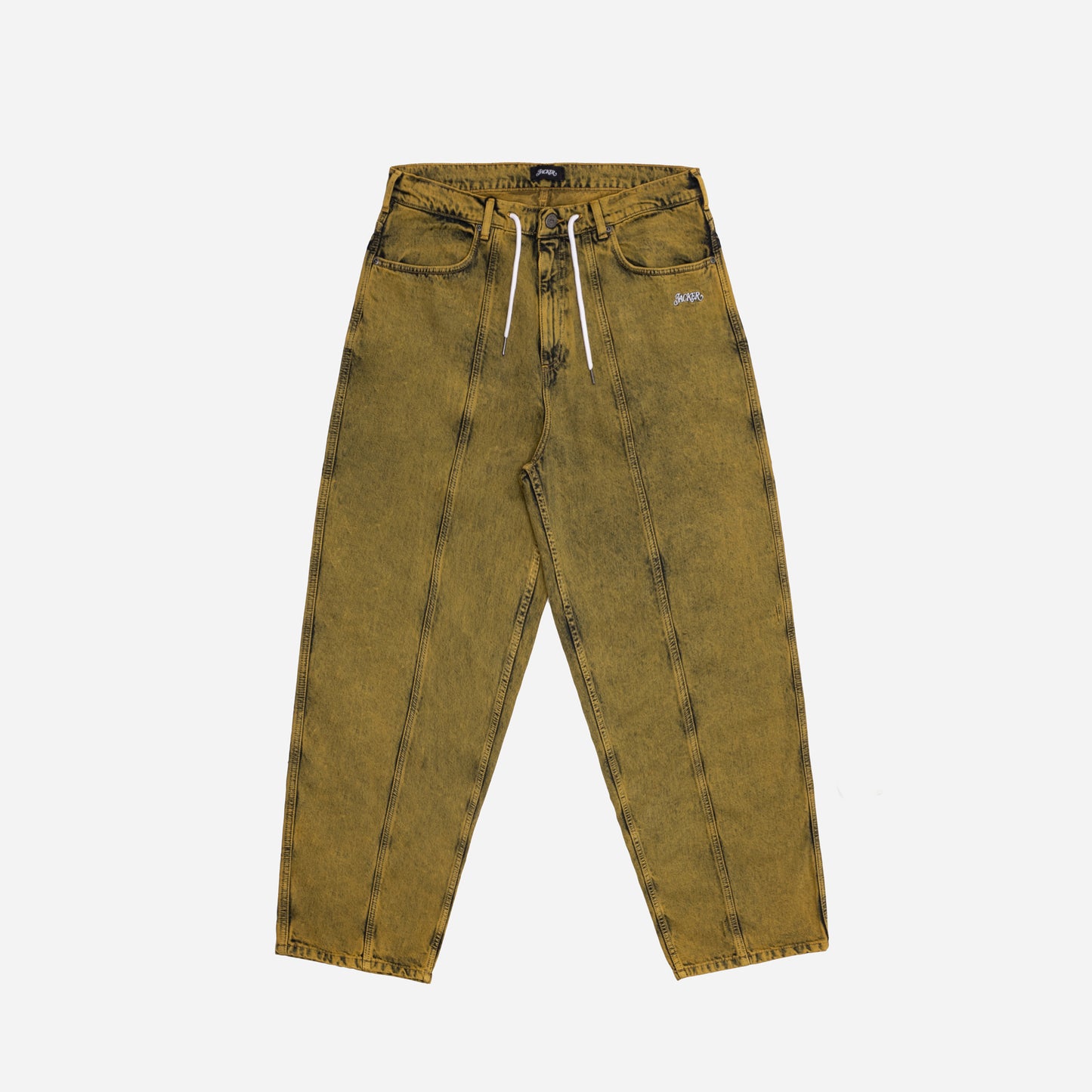 3 STRIPES DYED DENIM BAGGY PANT - YELLOW