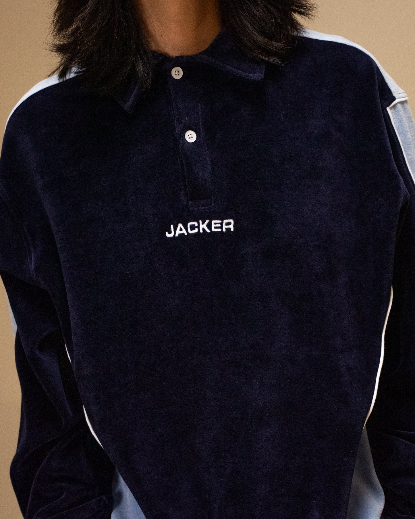 COMFY VELVET POLO - BLUE