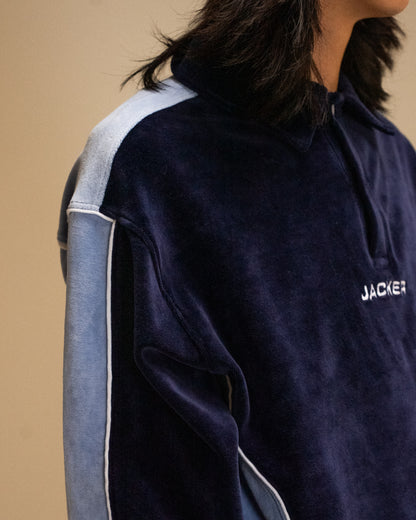 COMFY VELVET POLO - BLUE