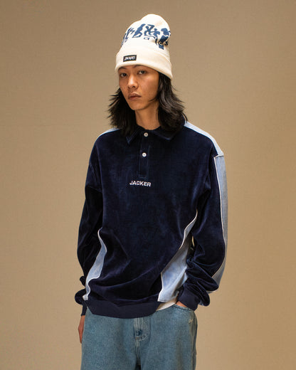 COMFY VELVET POLO - BLUE