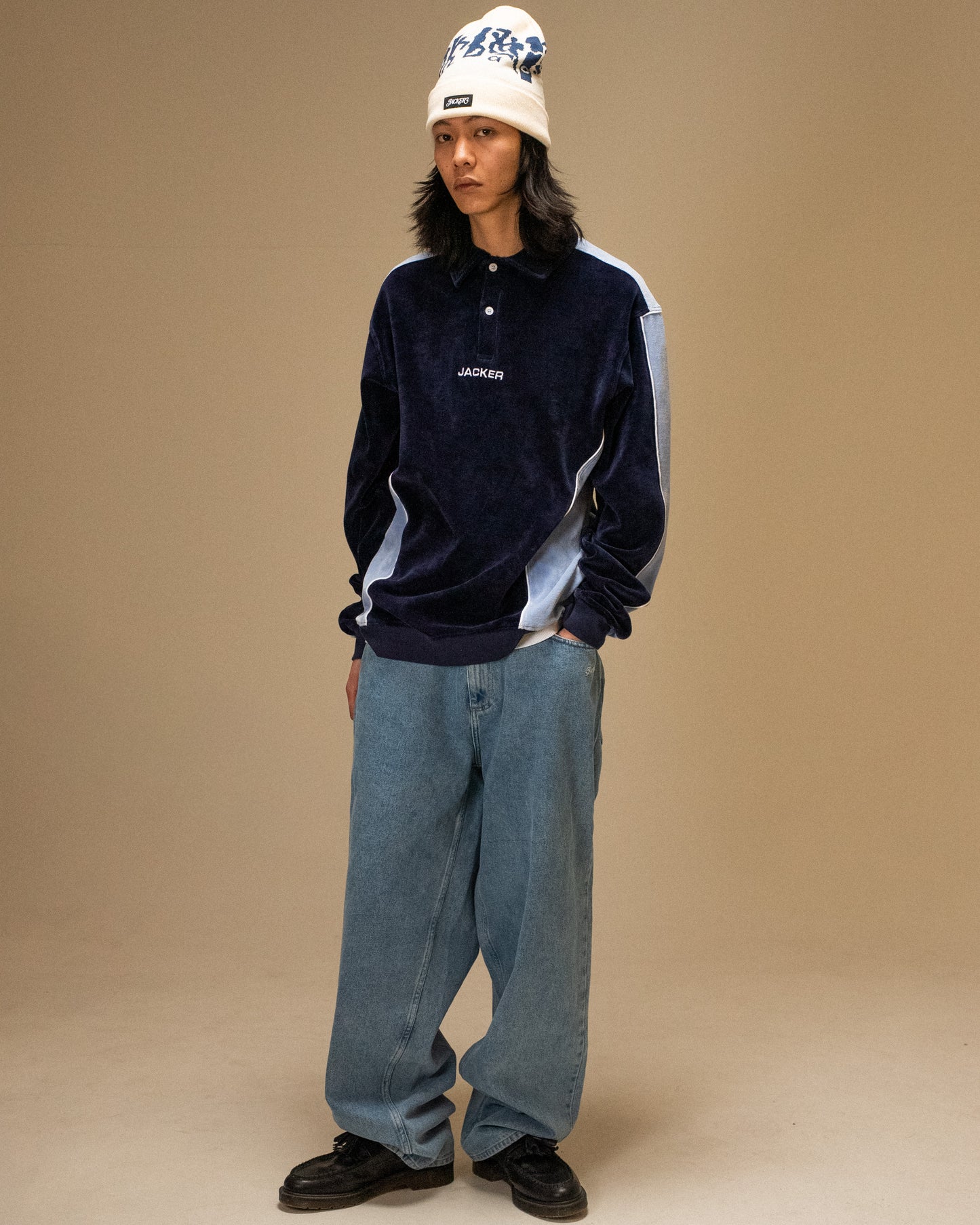 COMFY VELVET POLO - BLUE