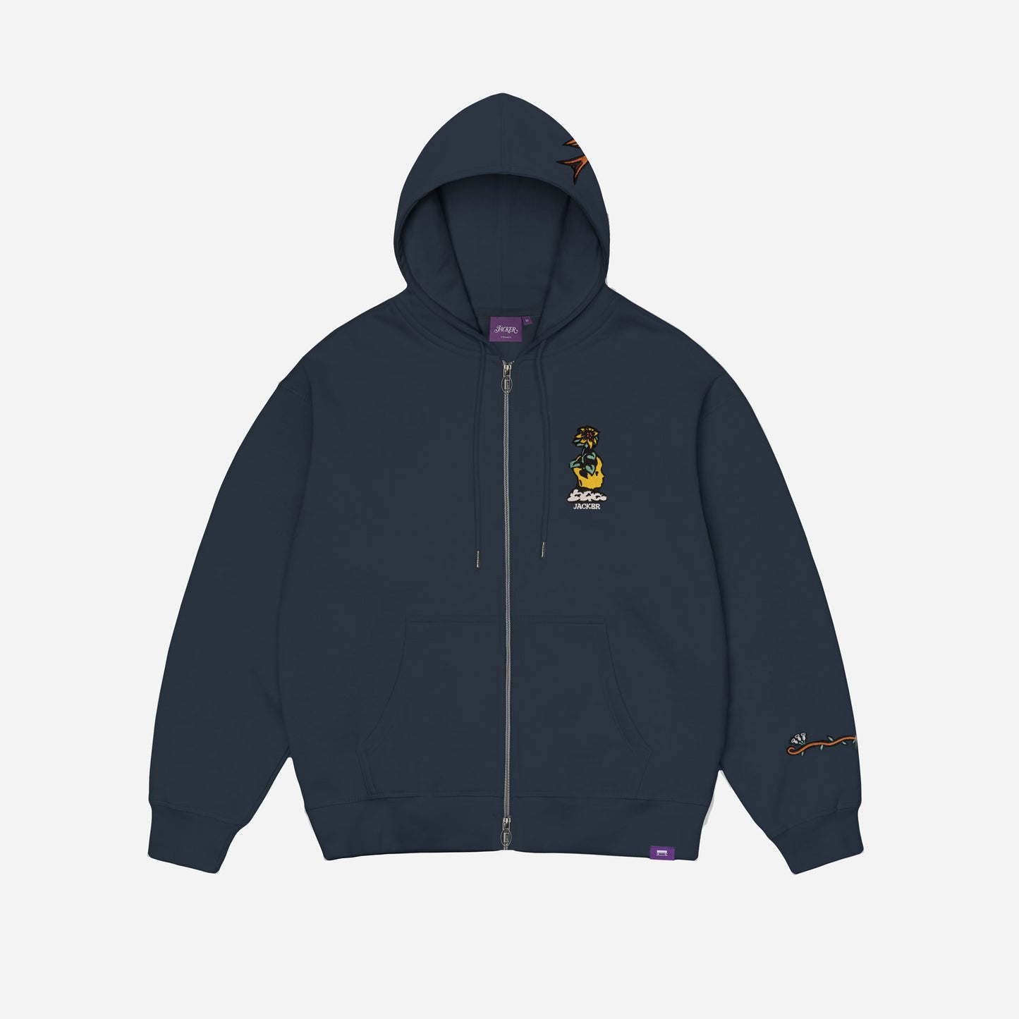 DREAM MAZE ZIPPED HOODIE - NAVY
