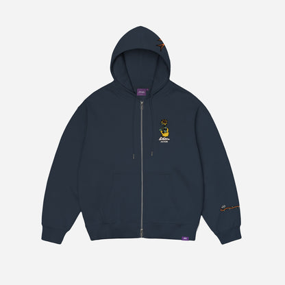 DREAM MAZE ZIPPED HOODIE - NAVY