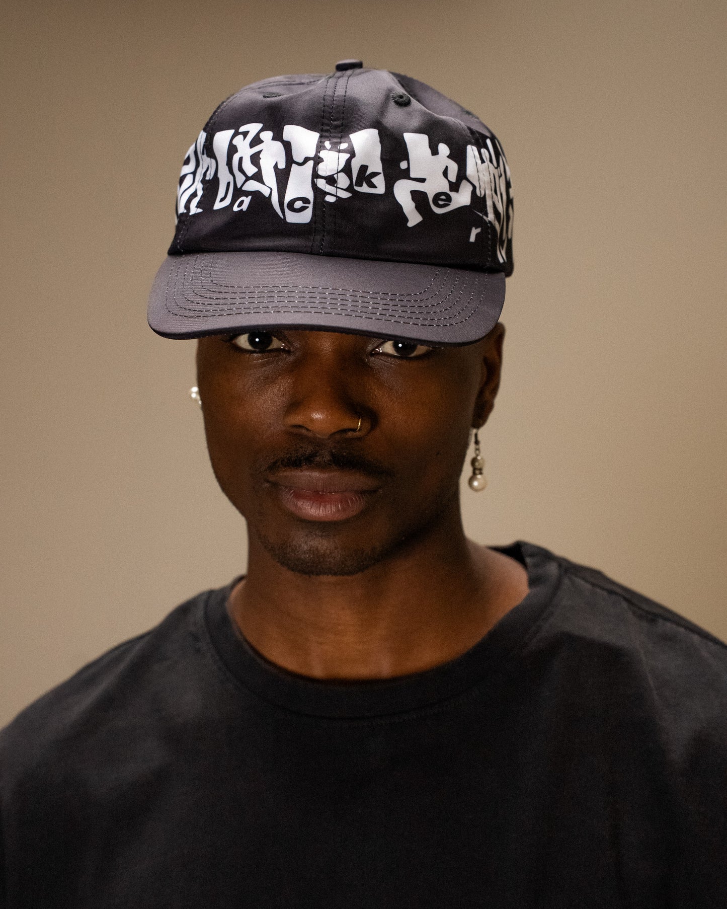 MIRROR MAZE NYLON BASEBALL CAP - BLACK