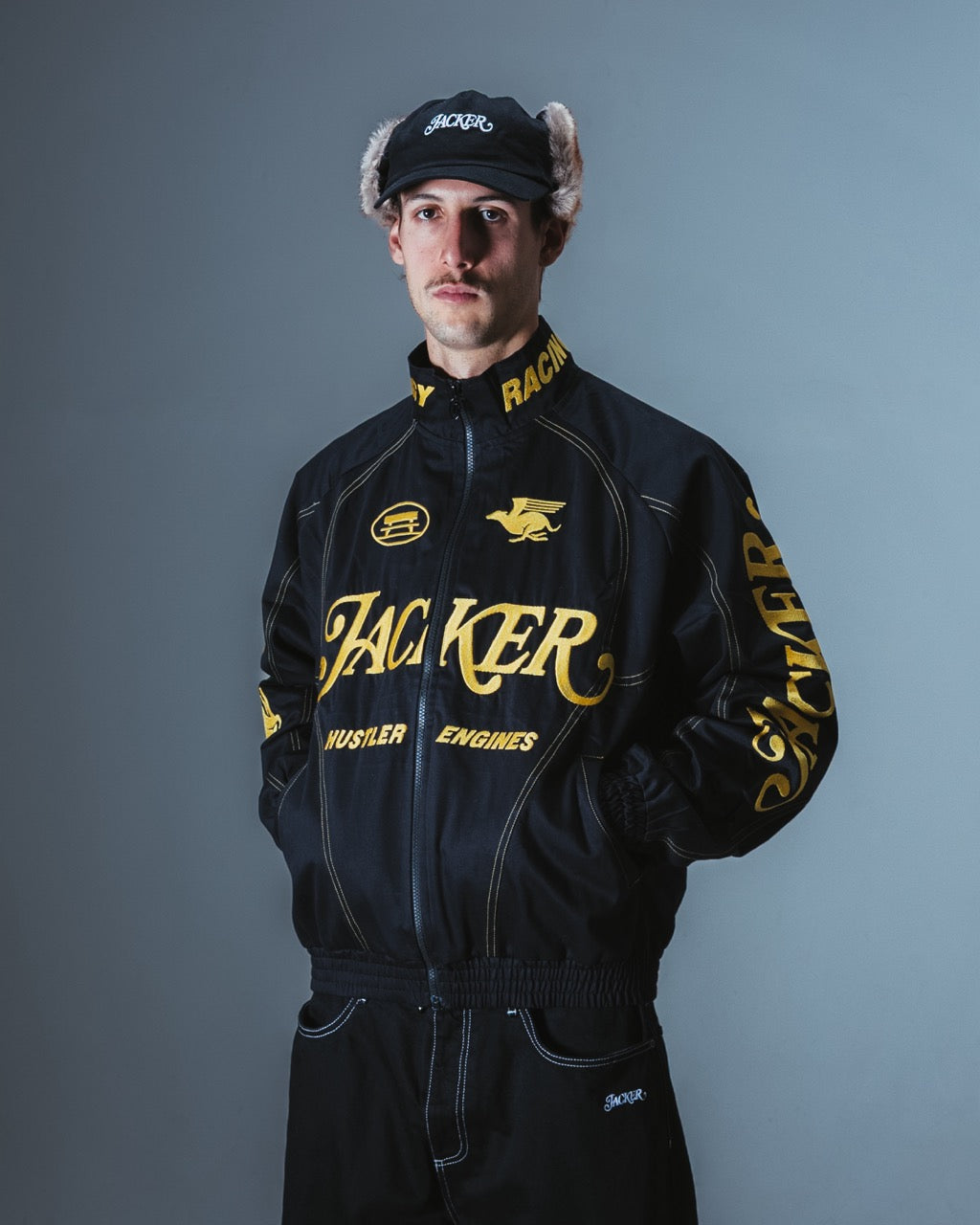 DOGGY RACING TRACK JACKET - BLACK