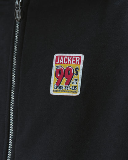 FEARLESS WASHED HOODIE ZIP - BLACK