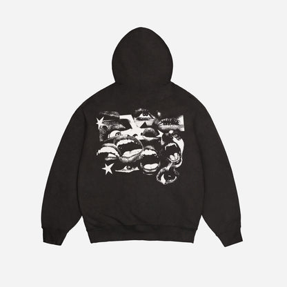 FEARLESS WASHED HOODIE ZIP - BLACK