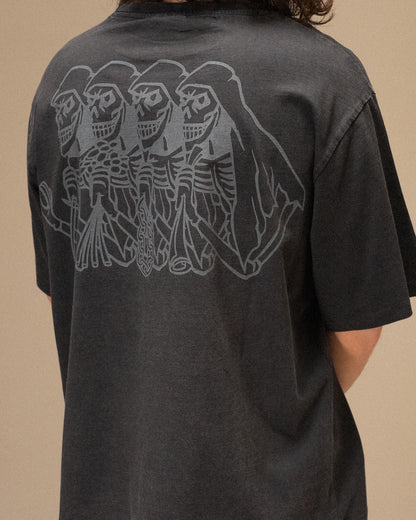 SKELETON GARMENT DYED T-SHIRT CROP BLACK