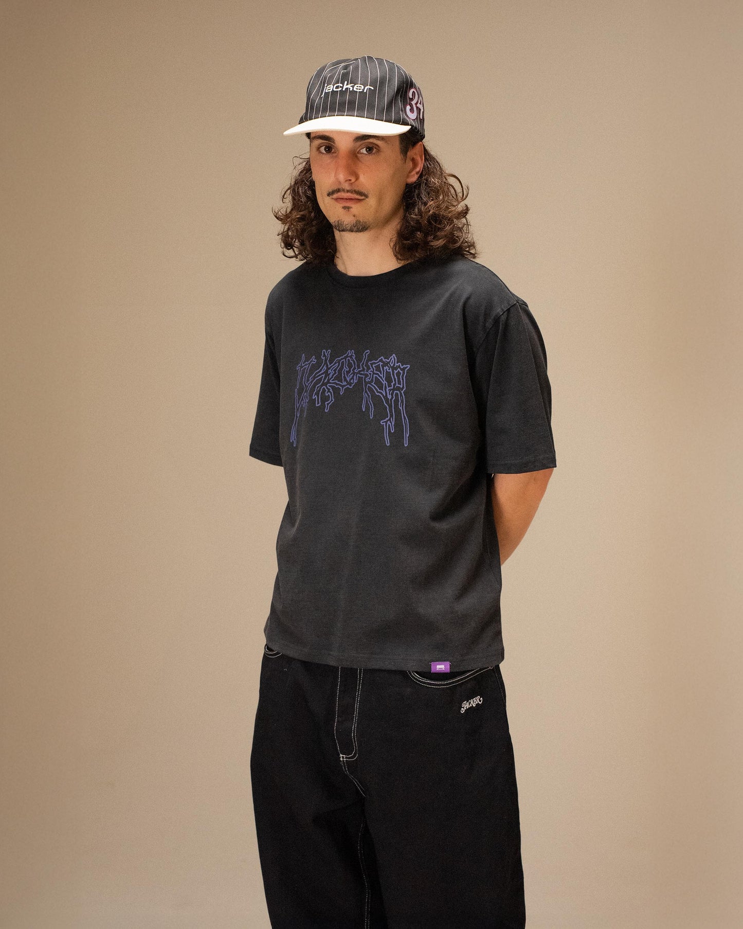 SKELETON GARMENT DYED T-SHIRT CROP BLACK