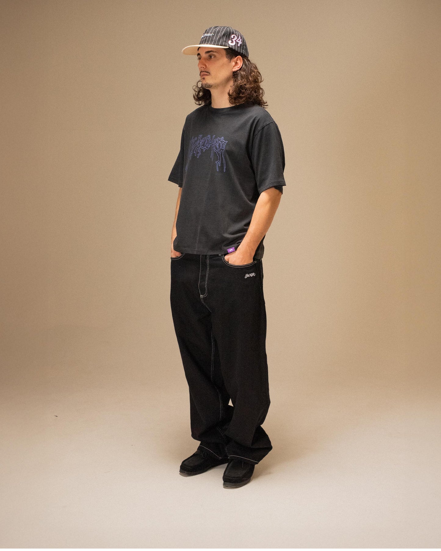 SKELETON GARMENT DYED T-SHIRT CROP BLACK