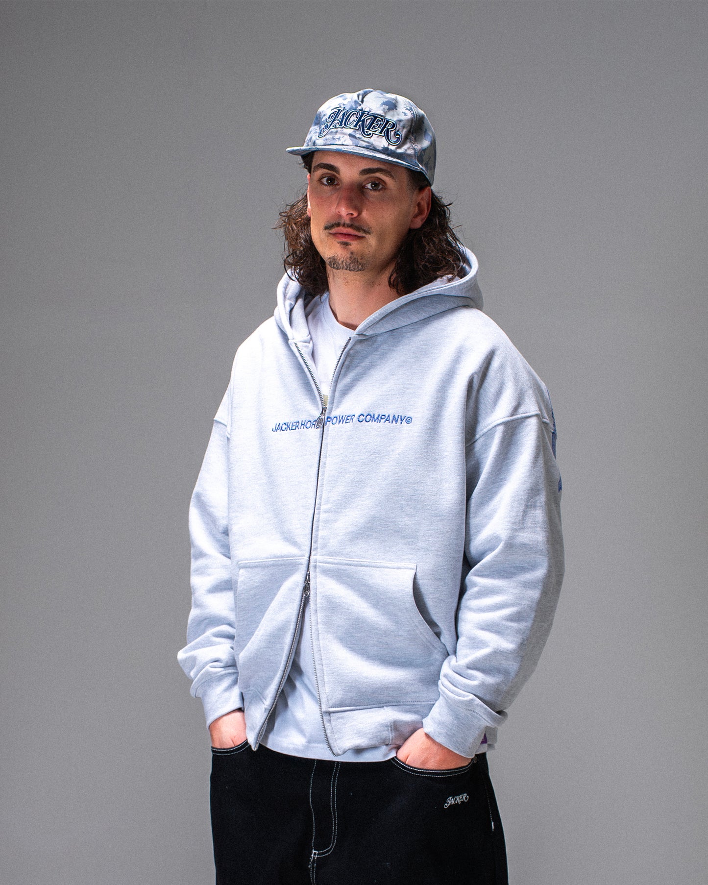 HORSE POWER ZIP HOODIE GREY