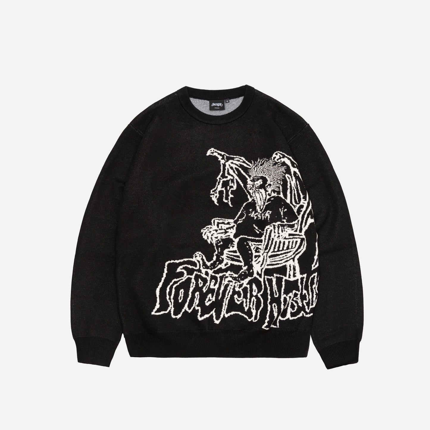 KAREN KNIT CREWNECK - BLACK