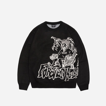 KAREN KNIT CREWNECK - BLACK