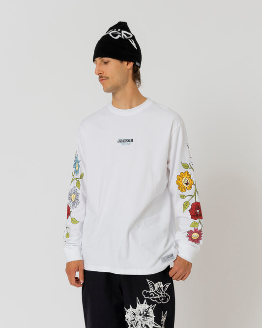FIGHT FLOWER LONG SLEEVES - WHITE - JACKER
