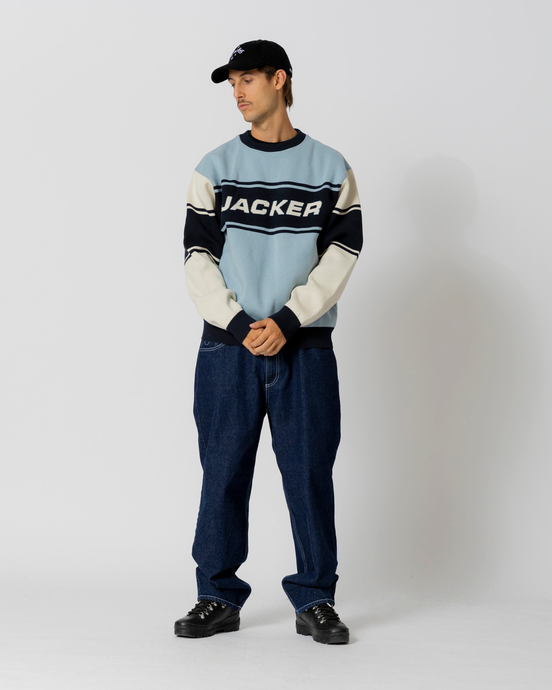 OLYMPICO KNIT CREWNECK - BLUE - JACKER