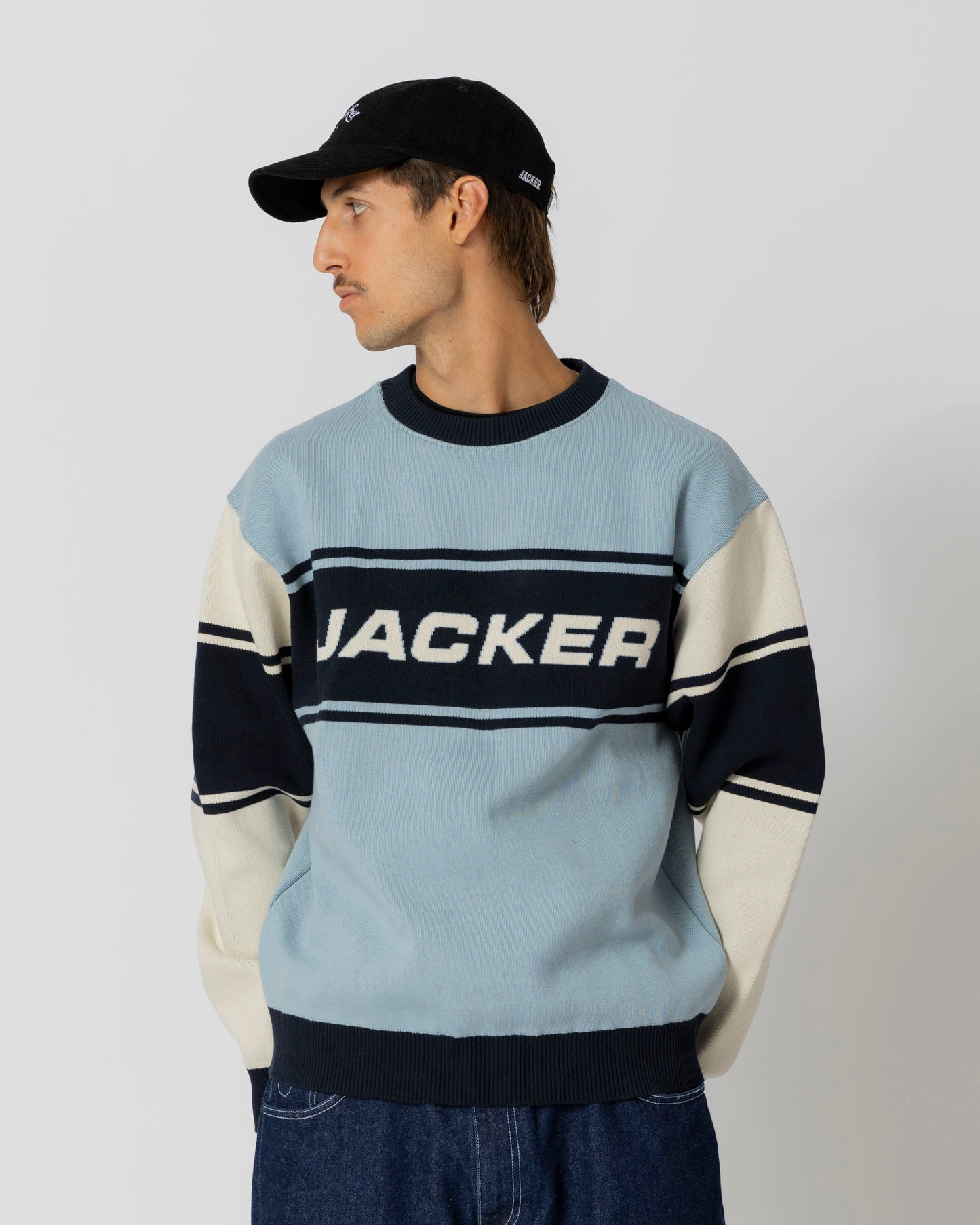OLYMPICO KNIT CREWNECK - BLUE - JACKER